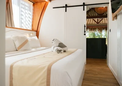 First bedroom of the Te Matai bungalow at the Tiki Beach Moorea